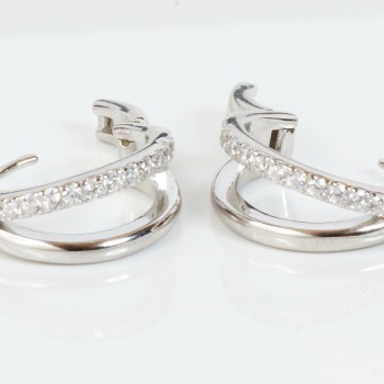 Sterling SIlver/CZ Plain Loop Earring